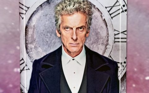 Digital painting of Peter Capaldi as Doctor Who with background of crumbling stone clock. magazine cover
